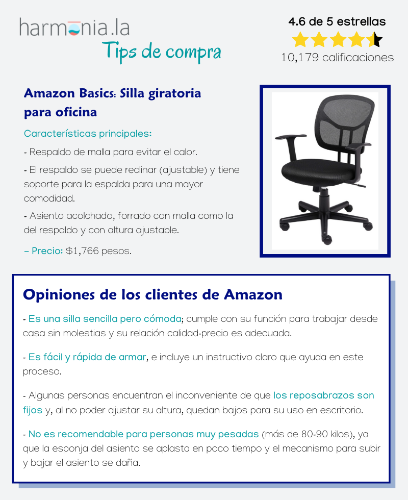 Amazon Basics: Silla giratoria para oficina